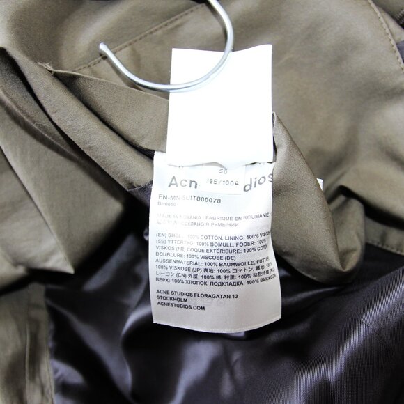 BNWT SS20 ACNE STUDIOS COTTON POPLIN HUNTER GREEN JACKET 50 - Picture 8 of 12